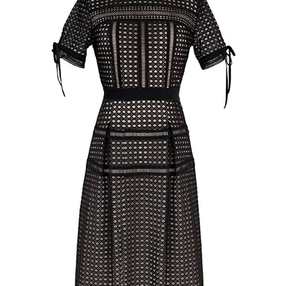 VF Show eyelet mesh  A-line cocktail midi dress